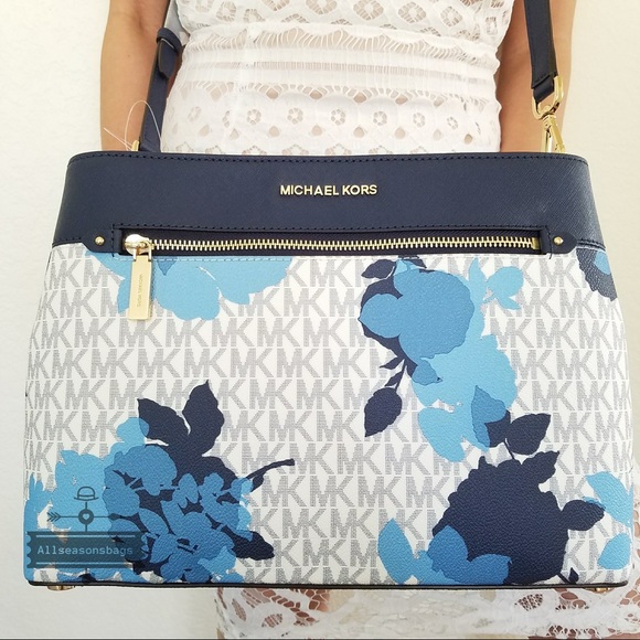 Michael Kors Medium Hailee Satchel Navy Bag NWT - Picture 4 of 8